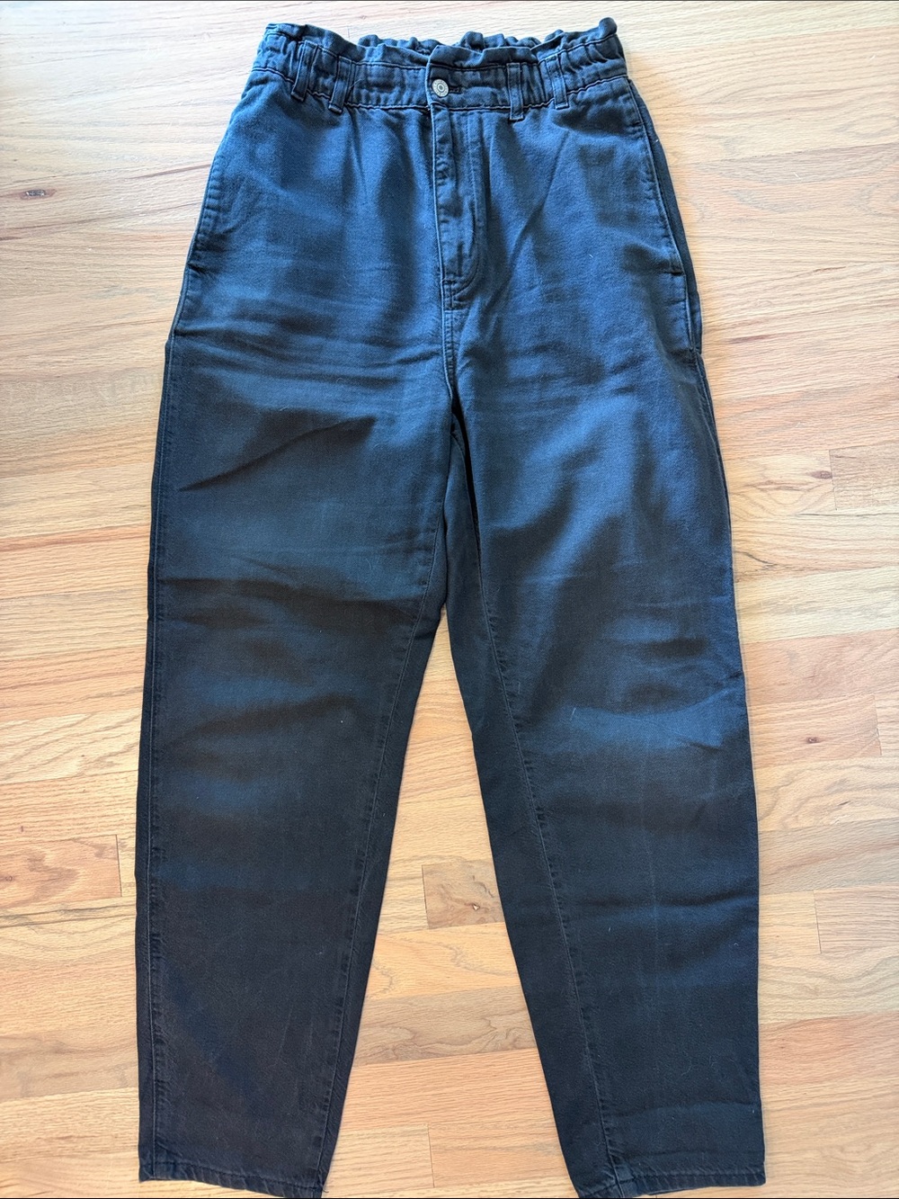 Pilcro Black Relaxed Tapered Jeans with Elastic Waist